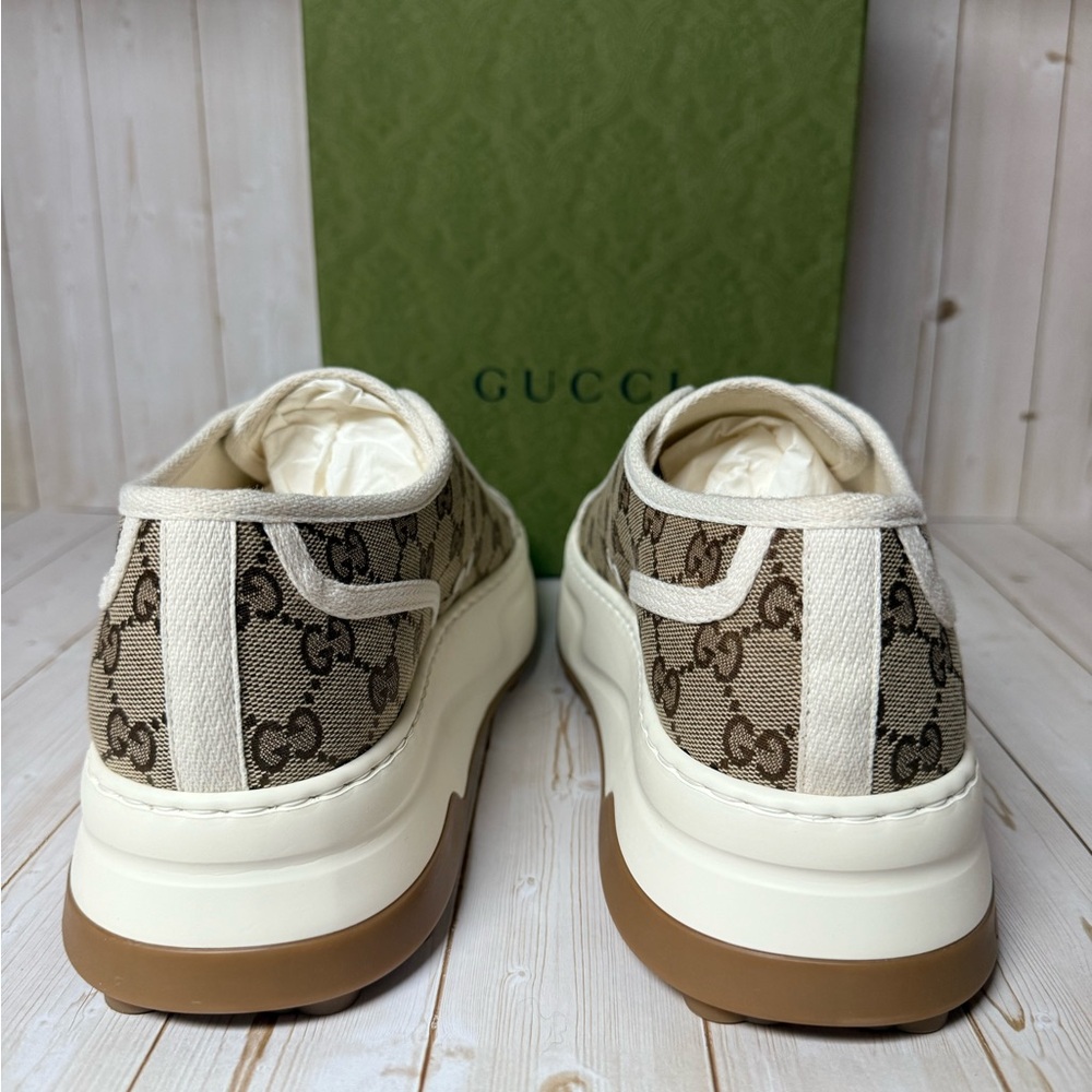 Gucci GG Supreme 1977 Tennis Canvas Sneaker Beige/Ebony-White Sz 11.5G / 12.5US - Picture 11 of 13